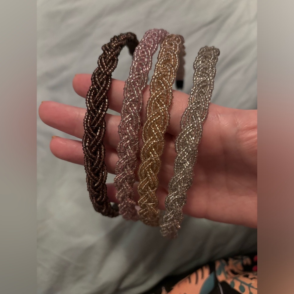 Braided beaded headbands set of 4 - Picture 4 of 6